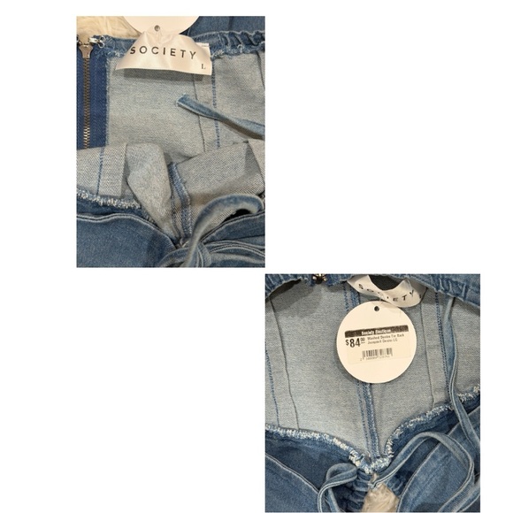 Society Blue Denim Halter Jumpsuit - Sz. Large NWT Boutique - Picture 3 of 4